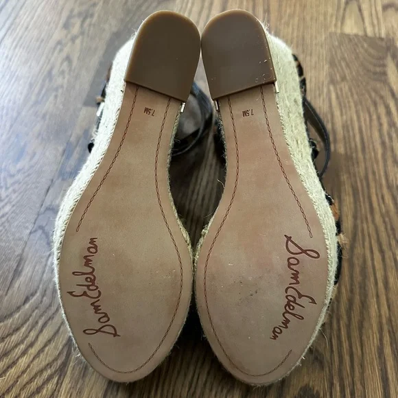 Sam Edelman Leopard Print Wedge Platform Sandals, size 7.5 - Picture 6 of 8